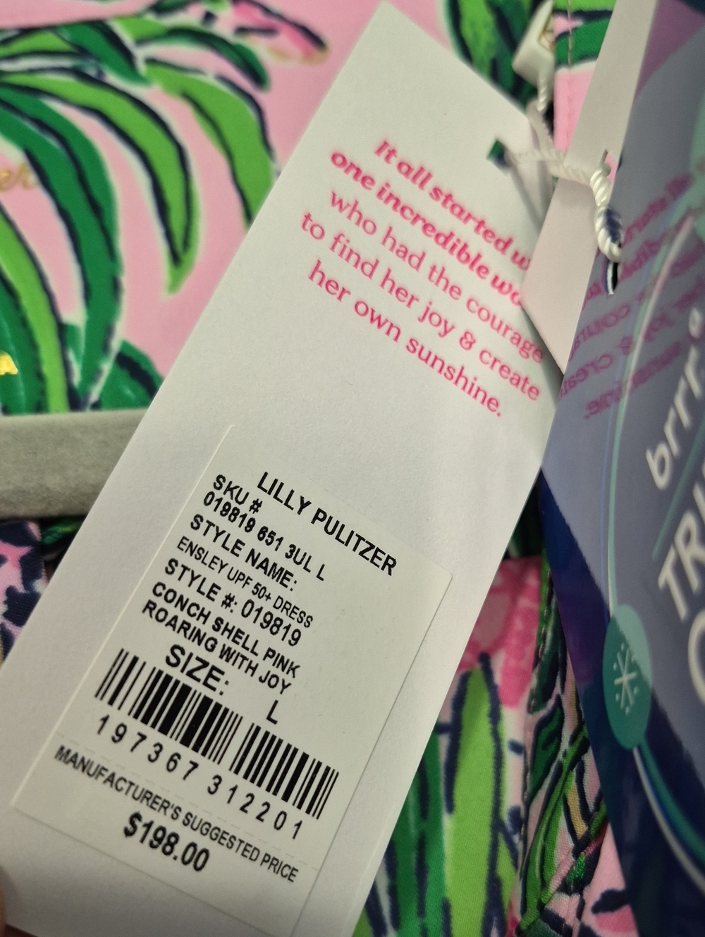 Lilly Pulitzer Ensley UPF 50+ Dress Roaring With Joy Pink Green Size L NWT - Picture 2 of 13